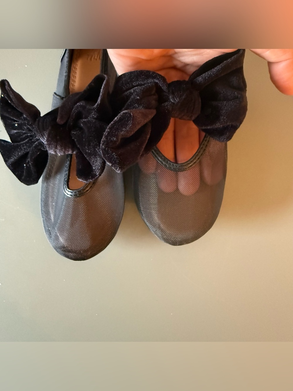 H&M girls velvety bow ballet mesh flat size 12.5 - Picture 3 of 8